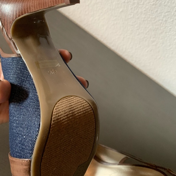 Sling Back Denim Open Toed Heels - Picture 5 of 6